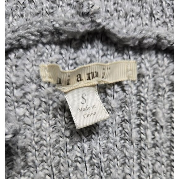 Aiami Colorblock Hooded Knit Open Cardigan w/ Fringe Hem Grey, Burgundy, Black S - Picture 4 of 8